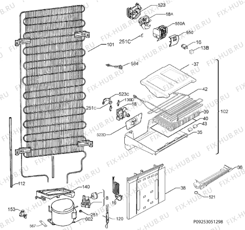 Взрыв-схема холодильника Zoppas PRB934NX2 - Схема узла Cooling system 017